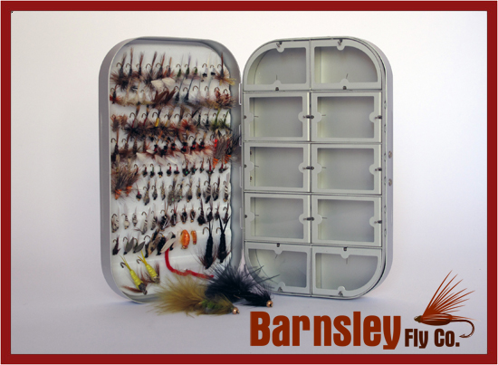 Fly Box + 100 Assorted BARBLESS Trout Flies